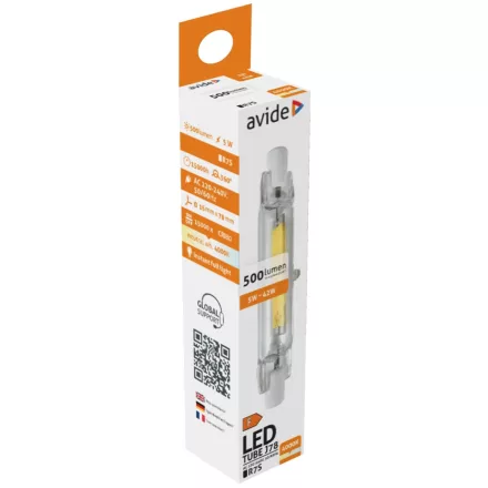 Avide LED izzó 5W R7S 16x78mm NW 4000K 5999097960982
