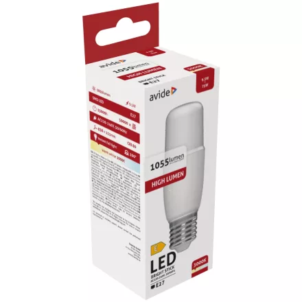 Avide LED izzó Bright Stick izzó T37 9.5W E27 WW 3000K 5999097931807