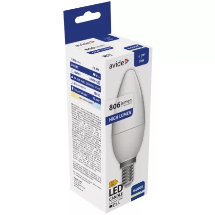 Avide LED izzó Candle 6.5W E14 CW 6400K 5999097931166