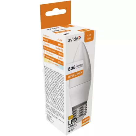 Avide LED izzó Candle 6.5W E27 NW 4000K 5999097931241
