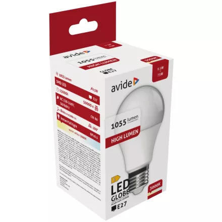 Avide LED izzó Globe A60 9.5W E27 WW 3000K 5999097932965