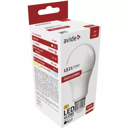 Avide LED izzó Globe A60 13W E27 WW 3000K 5999097930886