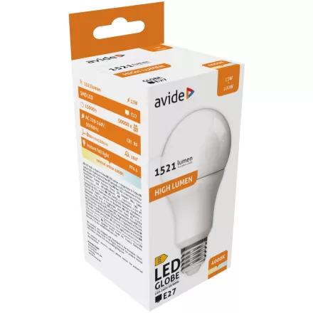 Avide LED izzó Globe A60 13W E27 NW 4000K 5999097930909