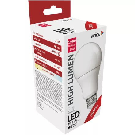Avide LED izzó Globe A70 16W E27 WW 3000K 5999097924984