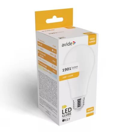 Avide LED izzó Globe A70 16W E27 NW 4000K 5999097925004