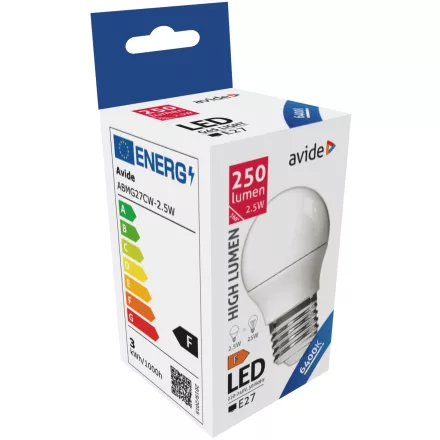 Avide LED izzó Globe Mini G45 2.5W E27 CW 6400K 5999097931364