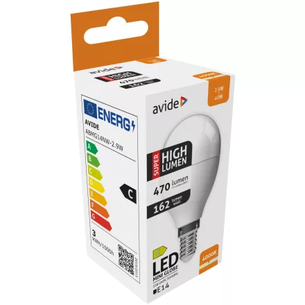 Avide LED izzó Globe Mini G45 2.9W E14 NW 4000K Super High Lumen 5999097938707