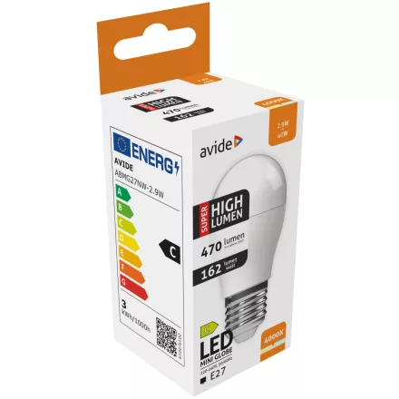 Avide LED izzó Globe Mini G45 2.9W E27 NW 4000K Super High Lumen 5999097938745