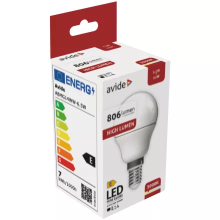 Avide LED izzó Globe Mini G45 6.5W E14 WW 3000K 5999097931586