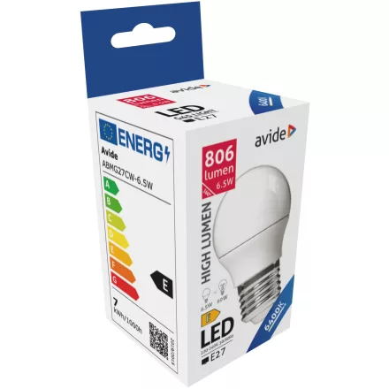 Avide LED izzó Globe Mini G45 6.5W E27 CW 6400K 5999097931647