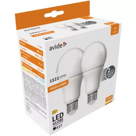 Avide LED izzó Globe Twin Pack A60 13W E27 NW 4000K 5999097932101