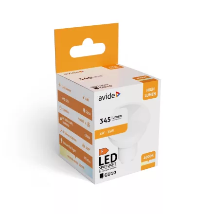 Avide LED izzó Spot Alu+plastic 4W GU10 NW 4000K 5999562286746