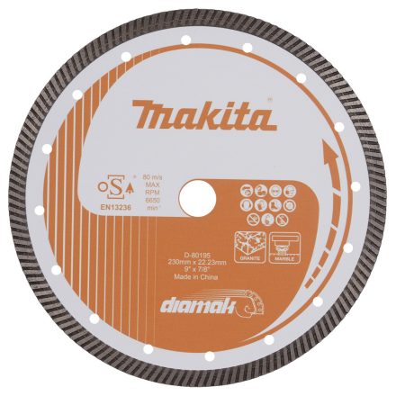 Makita D-80195 Diamak Turbo Gyémánt vágótárcsa folyamatos  230x22,2x10mm