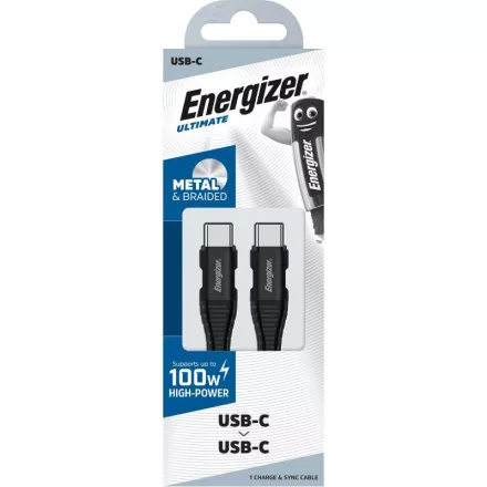 Energizer Töltőkábel USB-C/USB-C, FEKETE, 2,0m  EC541CKBK/3492548232253