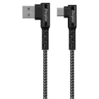 Energizer Töltőkábel 90 Fokos, USB-A/USB-C, FEKETE, 2,0m  EC710CKBK/3492548231829