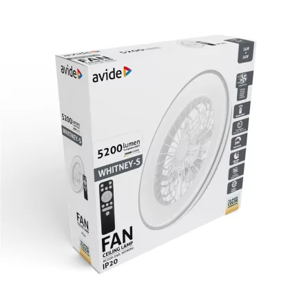 Avide WHITNEY Mennyezeti lámpa ventilátorral +távirányító, EZÜST 5999097965062 (AFCLCCT)