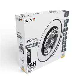   Avide WHITNEY Mennyezeti lámpa ventilátorral +távirányító, FEKETE 5999097965000 (AFCLCCT)