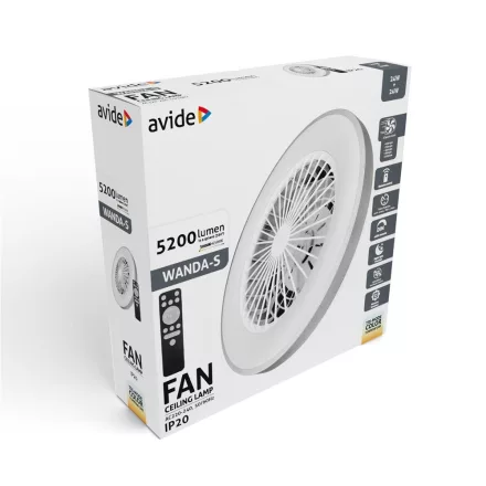 Avide WANDA Mennyezeti lámpa ventilátorral +távirányító, EZÜST 5999097965086 (AFCLCCT)