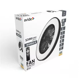   Avide WANDA Mennyezeti lámpa ventilátorral +távirányító, FEKETE 5999097965024 (AFCLCCT)