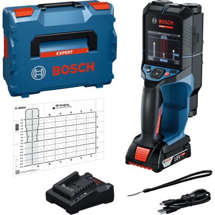 BOSCH EXPERT 0601081605 D-tect 18V-200-17C Falszkenner 18V (akkuval, töltővel) L-Boxx-ban