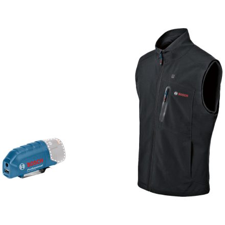 Bosch GHV12+18VXA Fűthető mellény +adapterrel 12V-18V akku, töltő nélkül, 2XL-es 06188000EE
