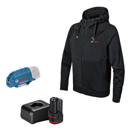 Bosch GHH12+18VXA Fűthető kapucnis pulóver +adapterrel 12V-18V 12V/2,0Ah +GAL12V-20, M-es 06188000GC