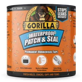   Gorilla WATERPROOF PATCH & SEAL TAPE Fekete 3m x 100mm Vízálló Foltozó és Tömítő Ragasztószalag