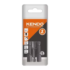   KENDO 1/4" mágneses bit-dugófej készlet 3r. 6-8-10x48mm CrV No.25102006  040303-1673