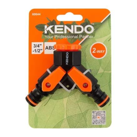 KENDO csaptelep elosztó 2 utas 3/4"-1/2" belső menettel ABS No.60644  060205-0227