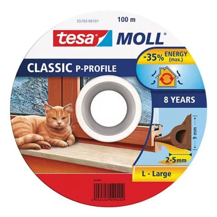 TESA tesamoll Tömítés ajtóhoz és ablakhoz barna, P-profilú, 9mm/100m  2211206