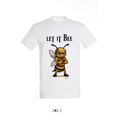 Munkavédelmi  Póló TOP_PK-H_LET-IT-BEE-W 4XL-es fehér, méhecske minta (Let it bee), kereknyakú, 100% pamut