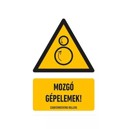 Tábla mű.a. "MOZGÓ GÉPELEMEK!" VET022001PVC01600250 160X250
