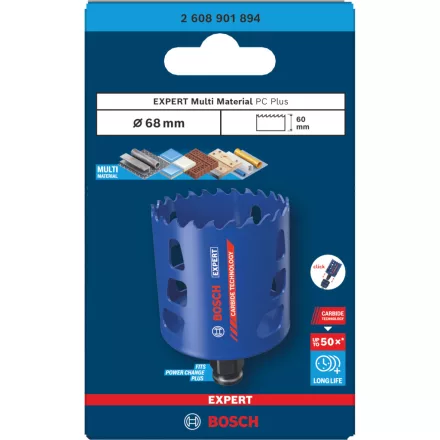 Bosch 2608901894 EXPERT Multi Material Power Change Plus körkivágó, 68 x 60 mm