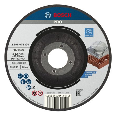 Bosch 2608603174 PRO Stone Vágótárcsa C 30 S BF 125x22,23mm