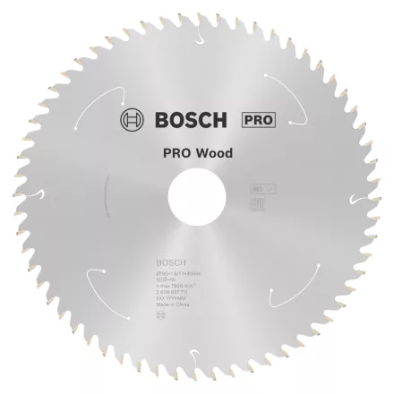 Bosch 2608837711 PRO Wood akkumlátoros körfűrészlap átm.190 x 1.6/1.1 x 30 mm, Z=60