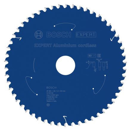 Bosch 2608902122 EXPERT Aluminium körfűrészlap akkus 190x30x1.8/1.3x54T