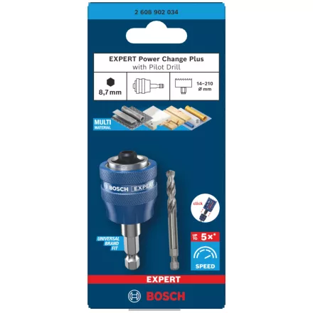 Bosch 2608902034 EXPERT HEX 8.7 Központi fúró PowerChangePlus+HSS-G Progressor for Wood&Metal, 85 mm