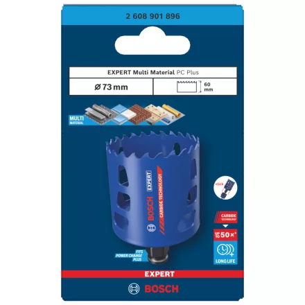 Bosch 2608901896 EXPERT Tough Material keményfémfogú körkivágó, 73 mm