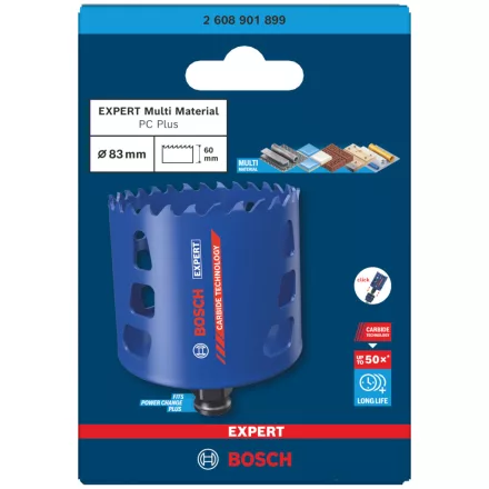 Bosch 2608901899 EXPERT Tough Material keményfémfogú körkivágó, 83 mm