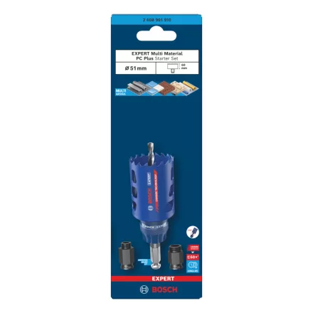 Bosch 2608901910 EXPERT Tough Material Körkivágó kezdőkészlet, 51 mm