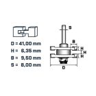 Berger eresztékmaró vezetőcsapággyal HM D41xH6,35/B9,5xS8 (031402-0467)
