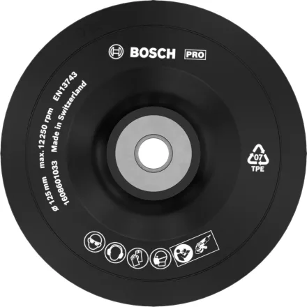 BOSCH 1608601033 PRO Gumitányér, Soft, 125mm mm, M14, puha
