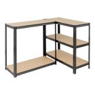 Dedra N1411 Fém raktári polc/tároló állvány, 5 polccal, FEKETE, 180x90x40cm