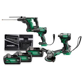   Hikoki  KC18DEWHZ Akkus gép szett (DS18DE+WH18DC+G1813DA+DH1826DA) 18V 3x5,0Ah