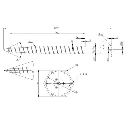 DRT M 76x1300x3-M16 Talajcsavar