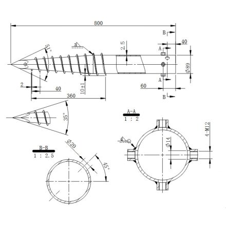 DRT G 89x 800-4-4xM12 Talajcsavar