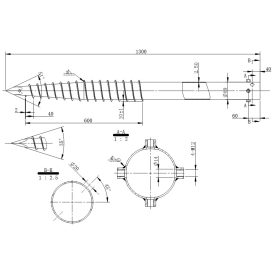 DRT G 89x1300-2,5xM12 Talajcsavar