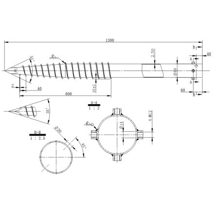 DRT G 89x1300-2,5xM12 Talajcsavar