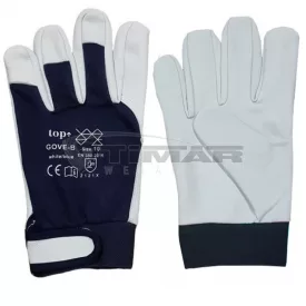   Munkavédelmi  Sofőrkesztyű Fehér báránybőr, kék pamut kézhát TOP_GOVE-B-8  8/M