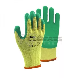   Munkavédelmi  Kesztyű Zöld-citromsárga latex mártott, érdesített TOP_WORKER_GREEN-M  8/M